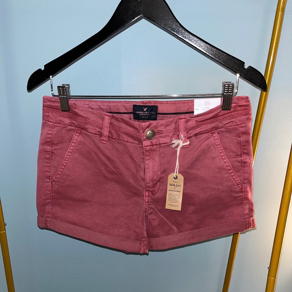 American Eagle 4 Midi Cuffed Color Shorts Low Rise Stretch